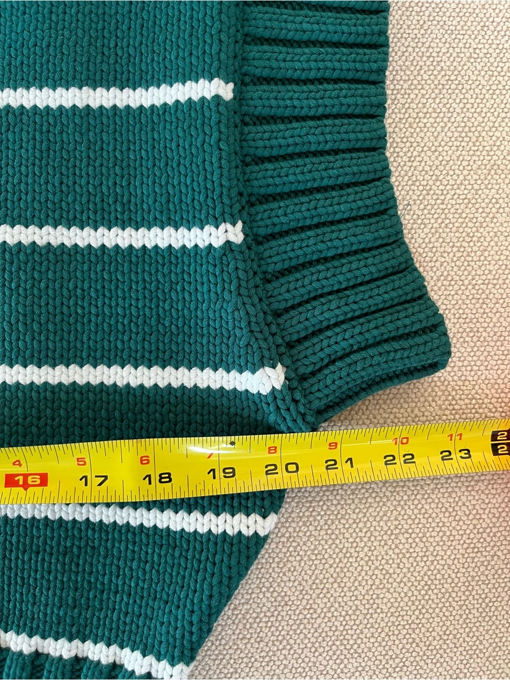 Women’s Zenana Green/White Striped Mock neck Sweater Size Small chunky knit - Picture 9 of 16